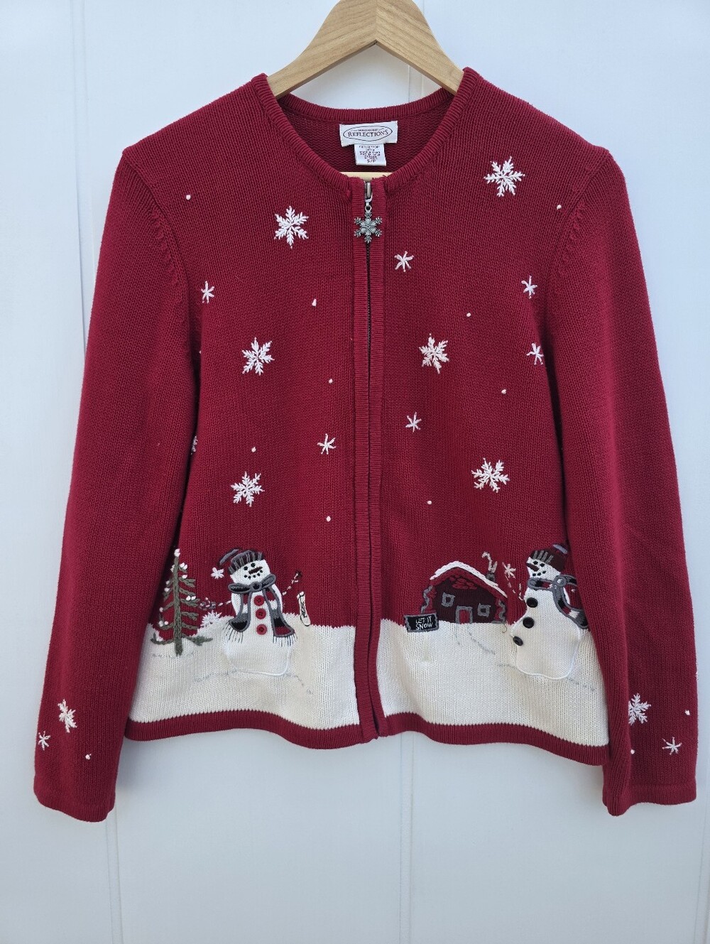 Vintage Northern Reflections Christmas Zip Up Winter Snow Cardigan Small